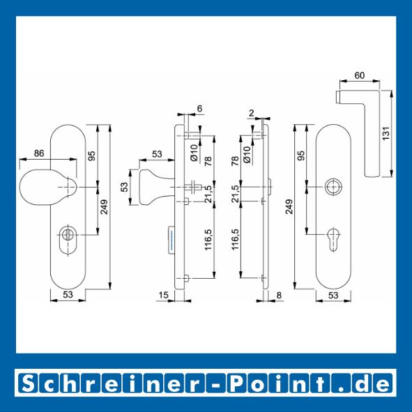 Schutzbeschlag Hoppe Stockholm ZA F69 Edelstahl E86G/3332ZA/3310/1140Z ES1 (SK2), 3328482, 3328474